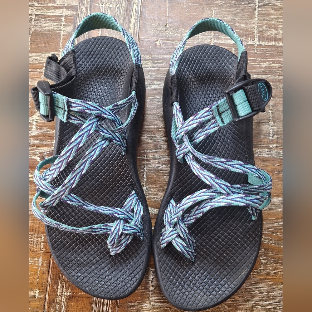 Chaco Women's Sandals Size 8 Green/Purple Strappy Outdoor‎ Sport Trail Hiking